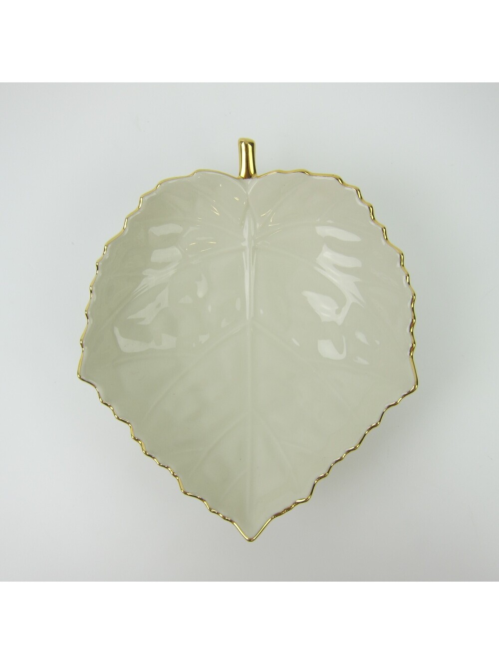 Lenox Leaf Candy Nut Dish Ivory with Gold Trim Handcrafted in Japan